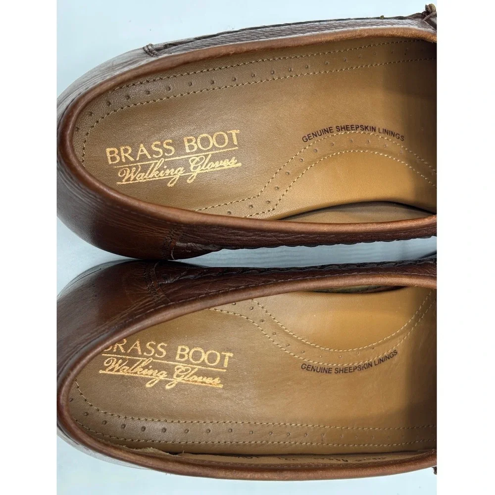 Brass Boot Wellington Classics Men's Brown Woven Leather Tassel Loafers 10.5